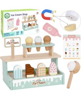 WOOPIE Green Wooden Ice Cream Shop Set with Ice Cream Stall 16 EL