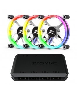 Zalman ZM-LF120A3 Tietokoneen jäähdytysjärjestelmä Tietokonekotelo Tuuletin 12 cm musta, Valkoinen