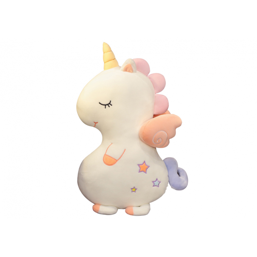 Lean Toys Pliušinis talismanas, mielas vienaragis baltas žaislas 50cm – 2