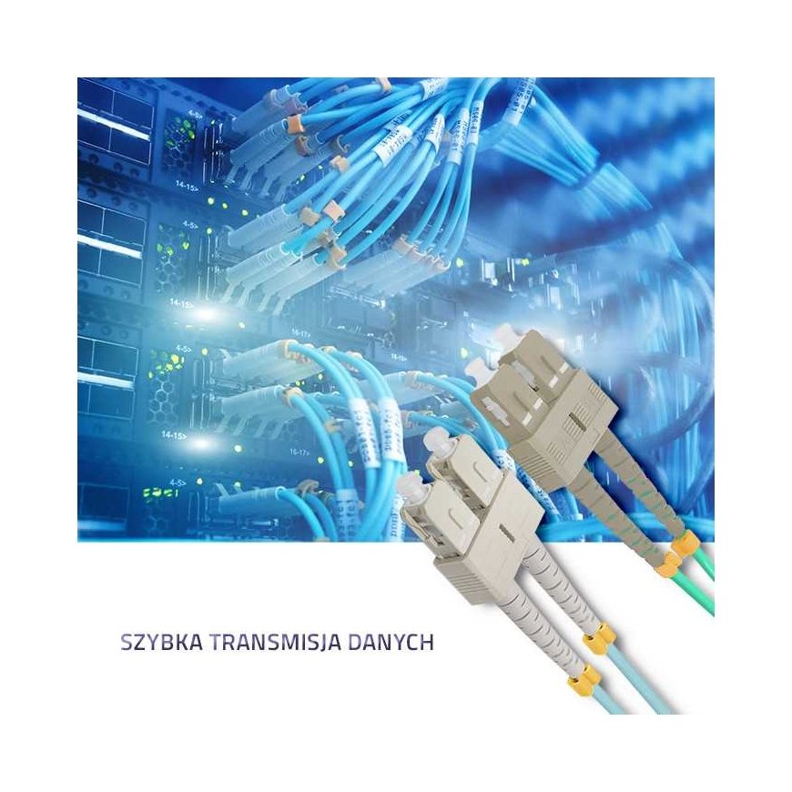 Qoltec SC/UPC šviesolaidinis pataisymo laidas - SC/UPC | Daugiamodis | 50/125 | OM4 | Dvipusis | 5 m – 5