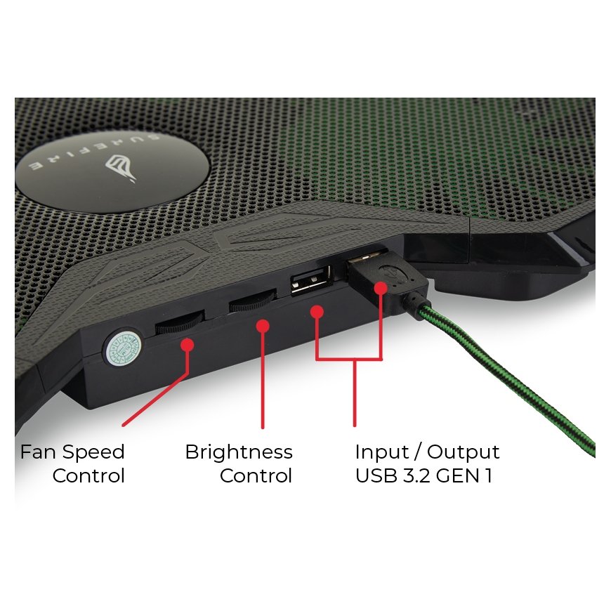 SureFire Bora kannettavan tietokoneen jäähdytysalusta 43,2 cm (17") 1200 RPM musta – 3