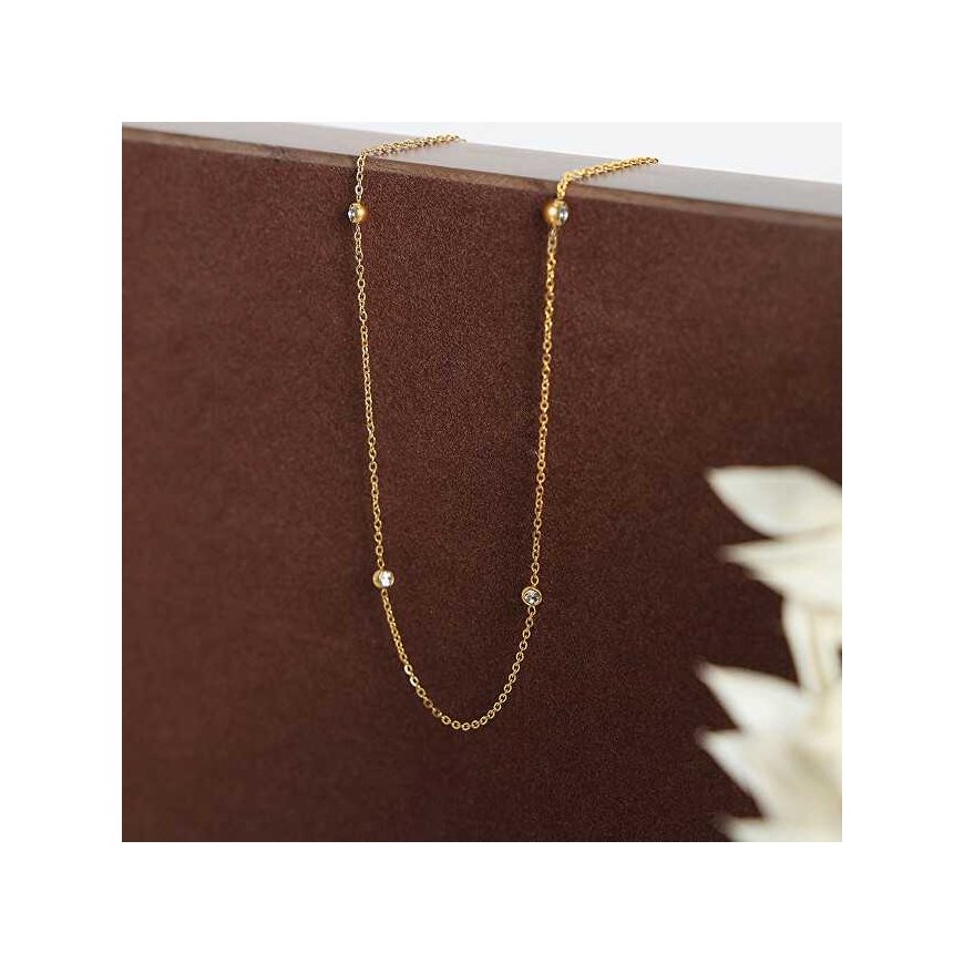 Troli Elegantiškas paauksuotas karoliai su cirkoniais VAAXP1692G – 3