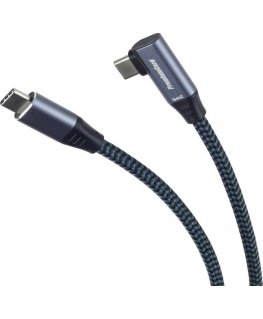 PREMIUMCORD Curved USB-C cable (USB 3.2 Gen 2, 3A, 60W, 20Gbit/s), aluminum connector covers, 2m