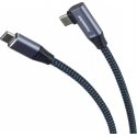 PREMIUMCORD Lenktas USB-C laidas (USB 3.2 Gen 2, 3A, 60W, 20Gbit/s), aliuminio jungčių dangteliai, 2m