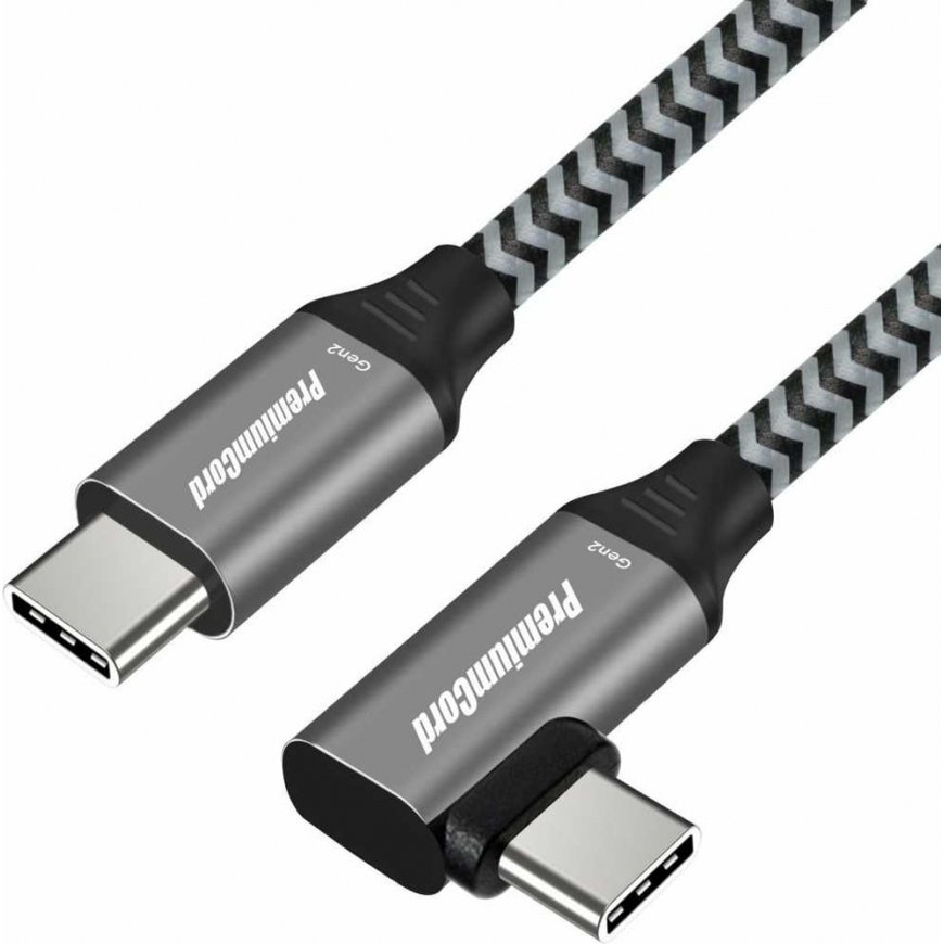PREMIUMCORD Curved USB-C cable (USB 3.2 Gen 2, 3A, 60W, 20Gbit/s), aluminum connector covers, 2m – 2