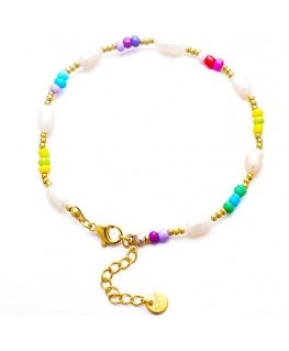 Troli Beautiful gold-plated bracelet with colorful beads
