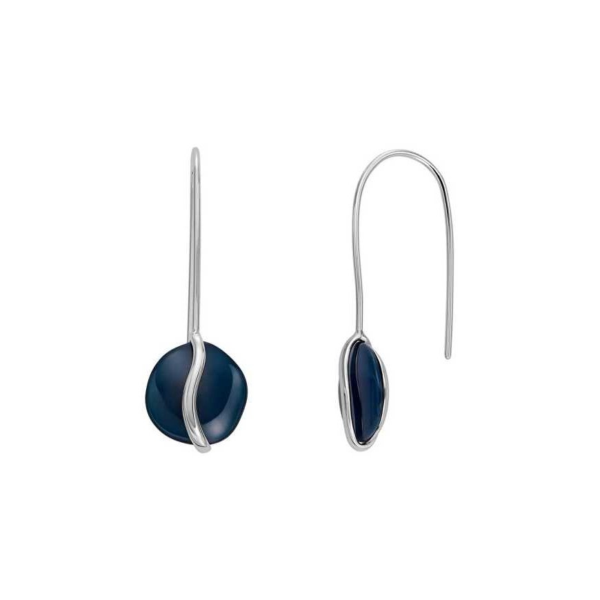 Skagen Madingi plieno auskarai su mėlynu stiklu Sea Glass SKJ1812040