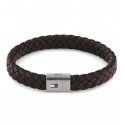 Tommy Hilfiger Tummanruskea nahkaranneke, jossa teräslukko 2790330 Tommy Hilfiger Tummanruskea nahkaranneke, jossa teräslukko 2790330
