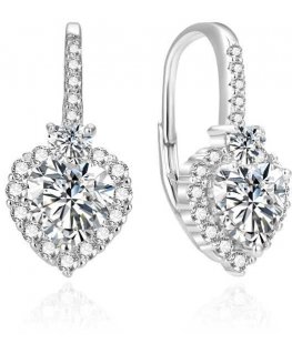 Beneto Silver Heart Earrings AGUC389L