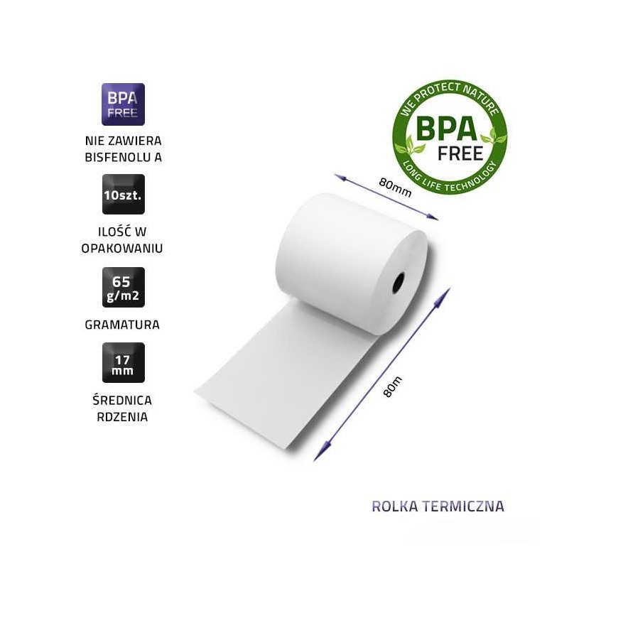Qoltec Thermal roll 80 x 80 | 65g/m2 | 10 pcs. | BPA free – 4