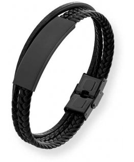 Troli Modern Black Bracelet for Men Leather VABOB033