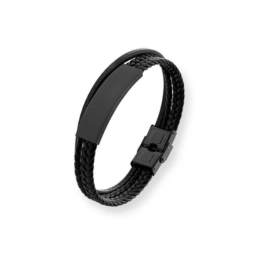 Troli Modern Black Bracelet for Men Leather VABOB033
