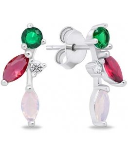 Brilio Silver Playful silver earrings with colored zircons EA776WRBW