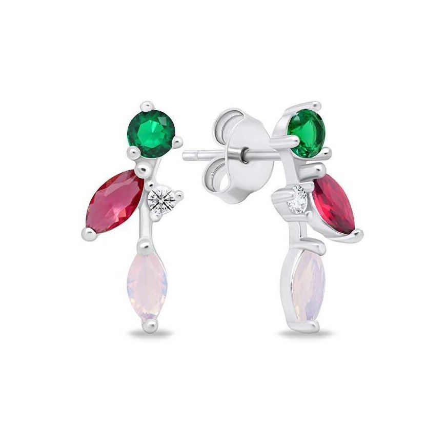 Brilio Silver Playful silver earrings with colored zircons EA776WRBW