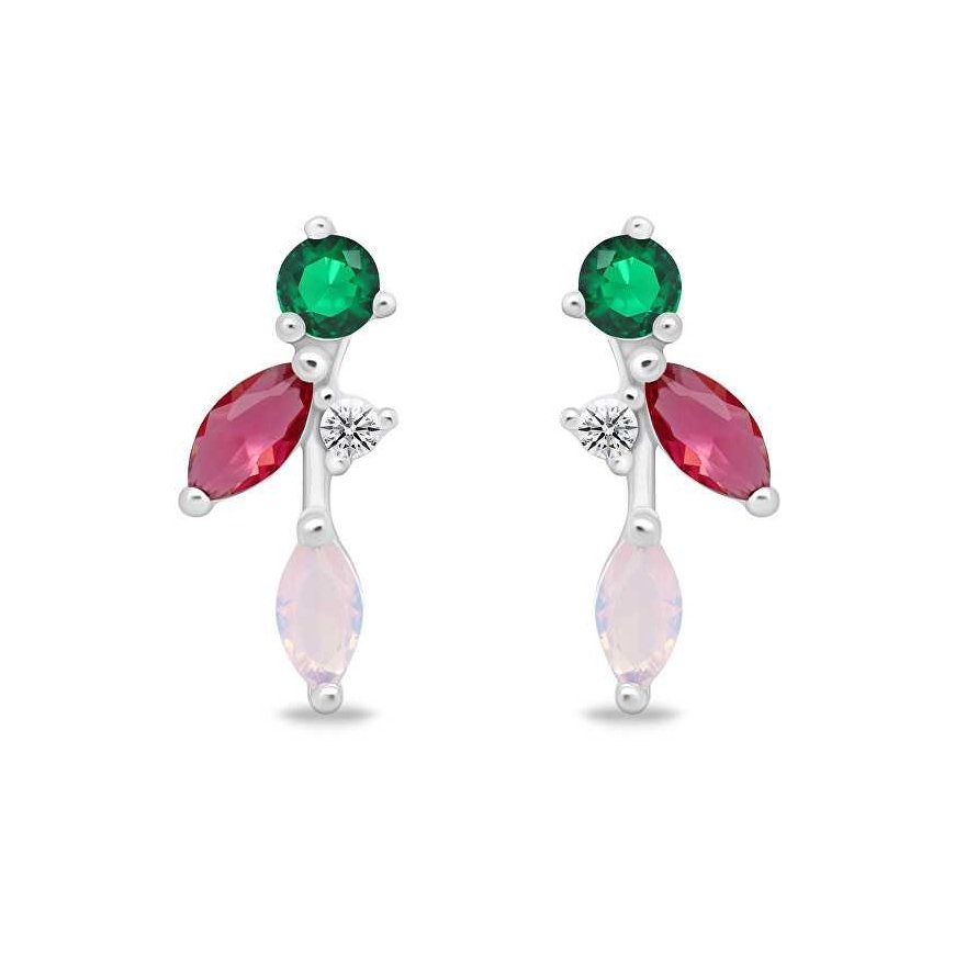 Brilio Silver Playful silver earrings with colored zircons EA776WRBW – 2
