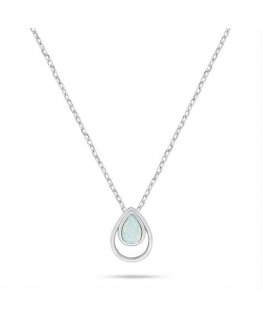 Brilio Silver Silver necklace with white synthetic opal NCL190W
