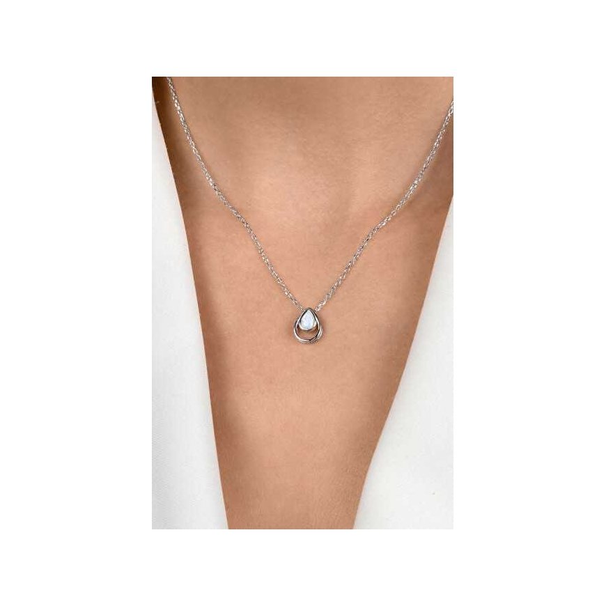 Brilio Silver Silver necklace with white synthetic opal NCL190W – 3