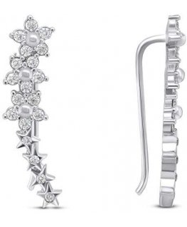 Brilio Silver Brilio Silver Playful elongated silver earrings with zircons EA81W