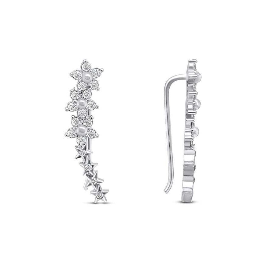 Brilio Silver Brilio Silver Playful elongated silver earrings with zircons EA81W