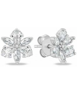 Brilio Silver Silver Sparkling Earrings Flowers EA1064W