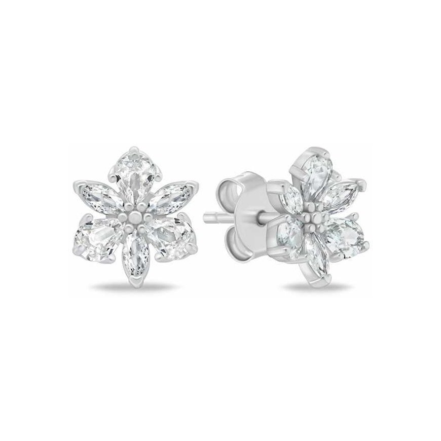 Brilio Silver Silver Sparkling Earrings Flowers EA1064W