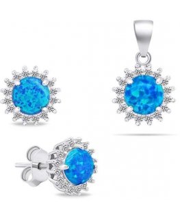 Brilio Silver Brilio Silver Beautiful opal jewelry set SET231WB (earrings, pendant)