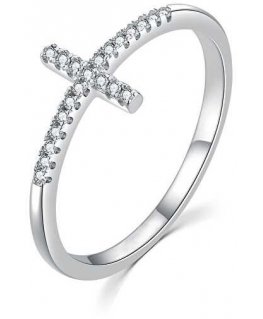 Moiss Elegant silver ring with cross R00020