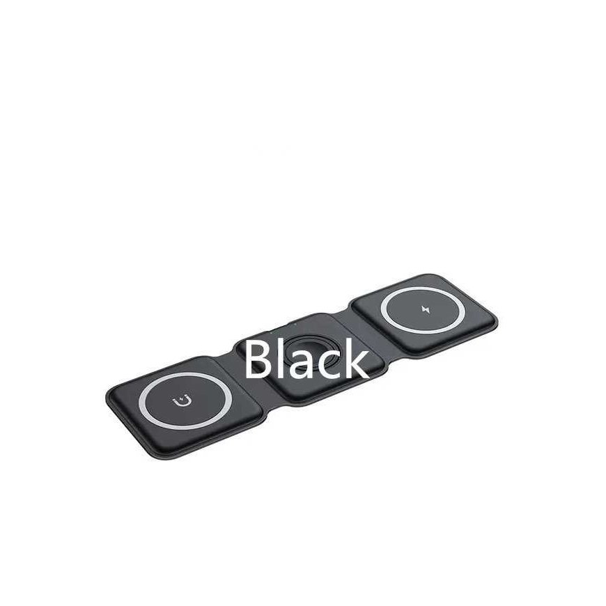 1st Cool 1stCOOL 3-in-1 langaton kannettava QI-laturi, MagSafe-yhteensopiva, musta, USB-C