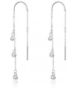 Beneto Long silver earrings with zircons AGUV1964