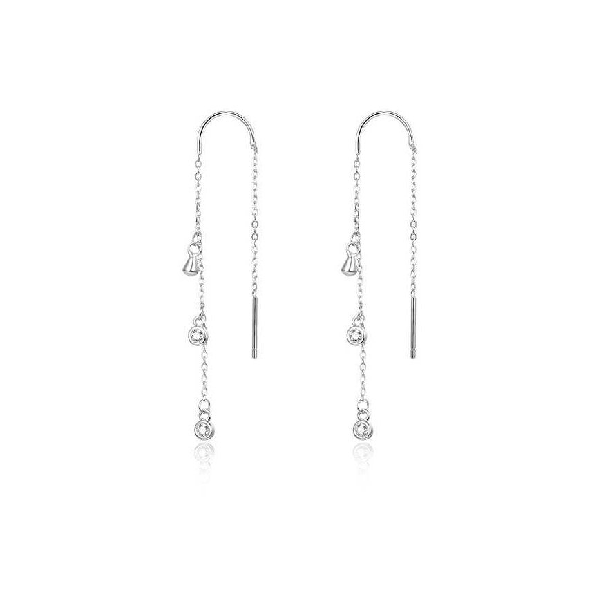 Beneto Long silver earrings with zircons AGUV1964