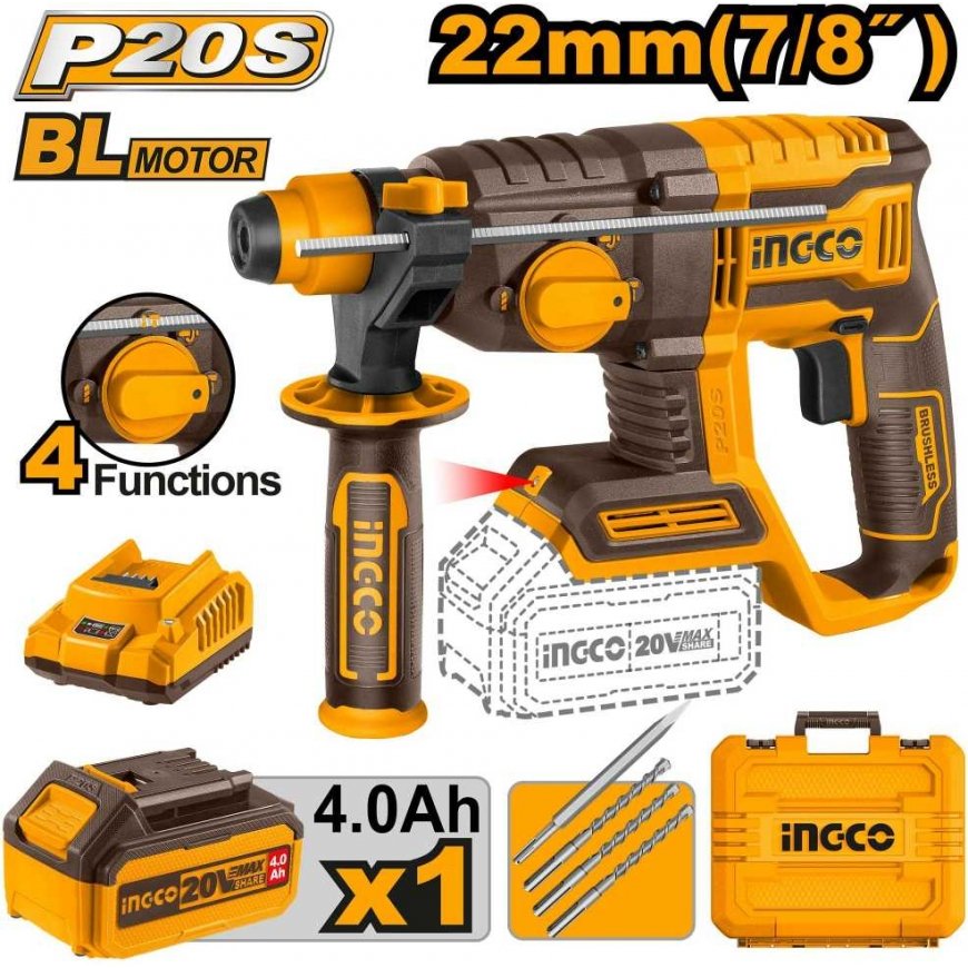 Ingco CRHLI202081 cordless drilling hammer incl. battery and charger – 3