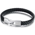 Troli Black men's bracelet, woven leather Troli Black men's bracelet, woven leather