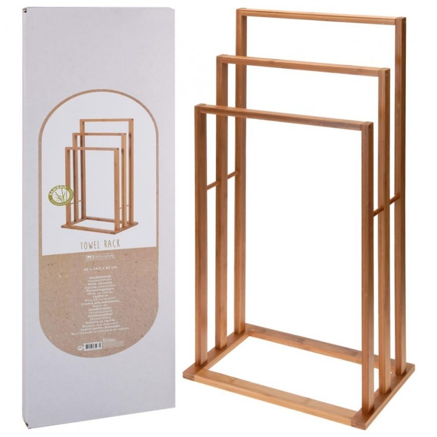 Bathroom solutions bamboo towel rack with 3 rods