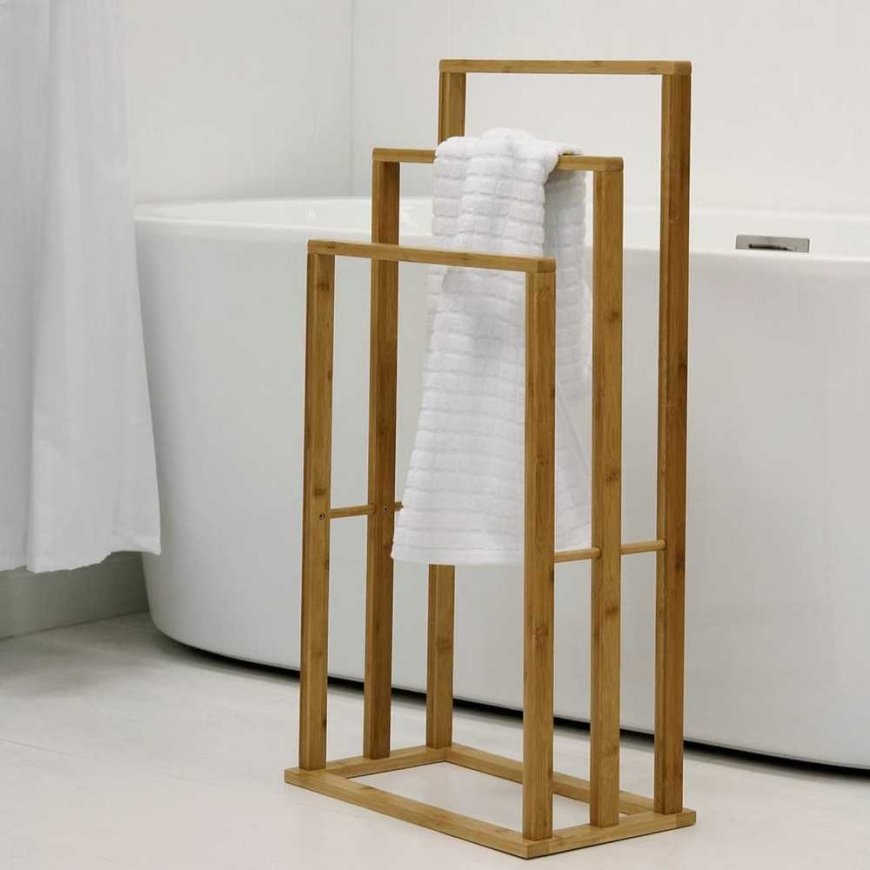 Bathroom solutions bamboo towel rack with 3 rods – 2