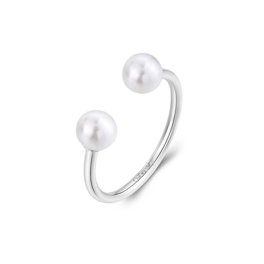 Sagapo Wisdom SWI34 synthetic pearl open steel ring