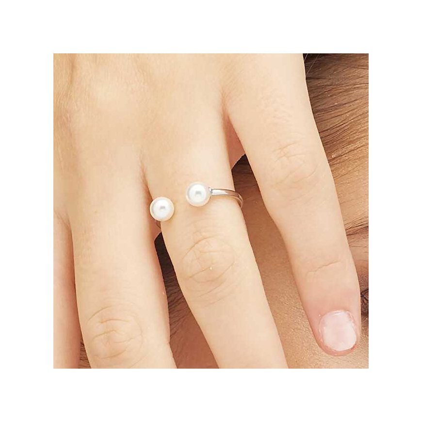 Sagapo Wisdom SWI34 synthetic pearl open steel ring – 3