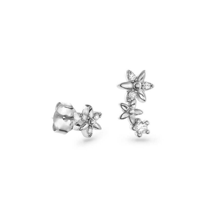 Again Jewelry Asymmetrical silver earrings with cubic zirconia AJNS0035