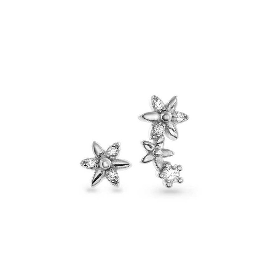 Again Jewelry Asymmetrical silver earrings with cubic zirconia AJNS0035 – 2