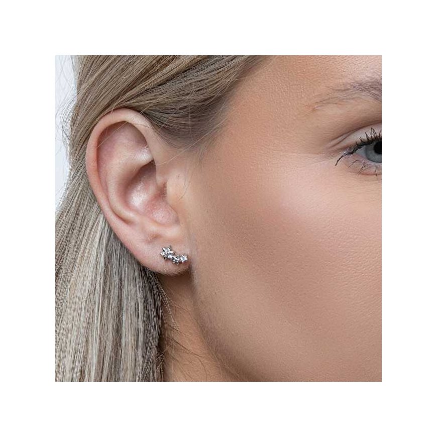 Again Jewelry Asymmetrical silver earrings with cubic zirconia AJNS0035 – 4