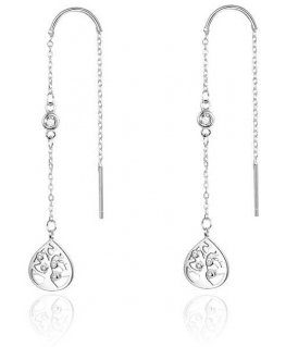 Beneto Long silver earrings with zircons AGUV1967