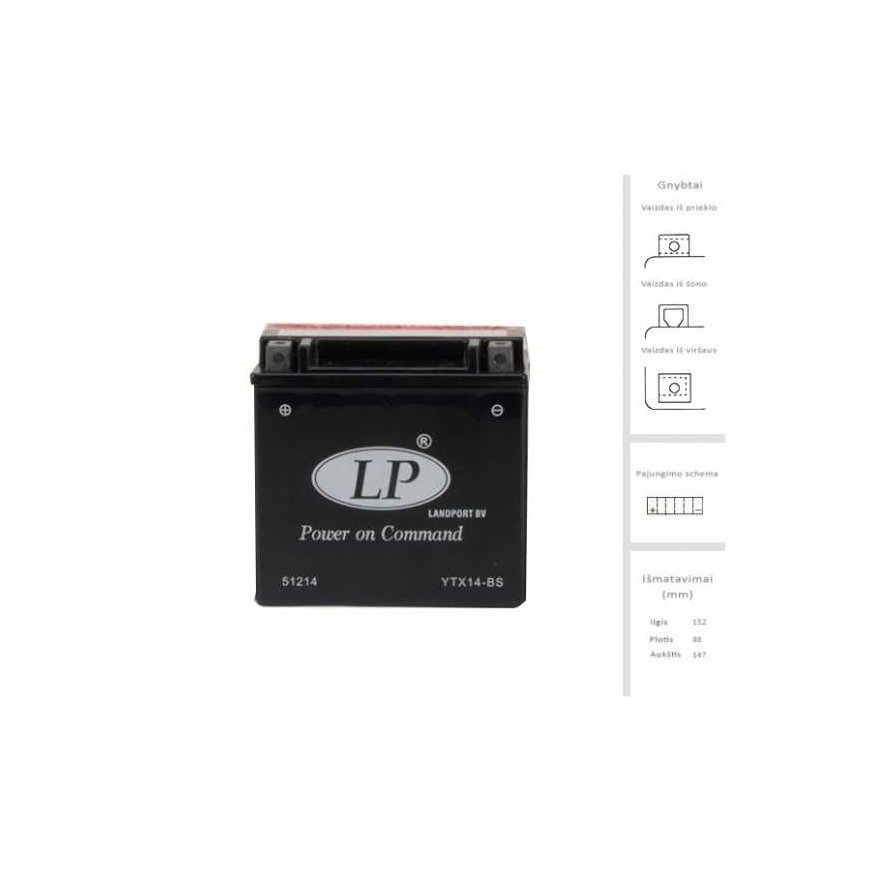 Landport Akumuliatorius 12 Ah 200A EN 12V