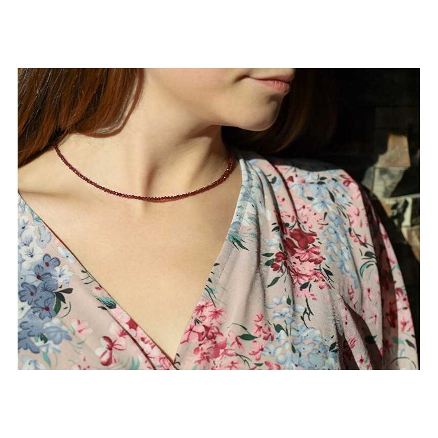 Agate Beads Mineral Necklace with Garnet POL-N11/47L – 3