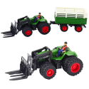 Lean Toys RC remote controlled agricultural tractor with trailer and forks with dual wheels Lean Toys RC remote controlled agricultural tractor with trailer and forks with dual wheels