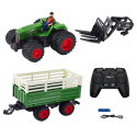 Lean Toys RC remote controlled agricultural tractor with trailer and forks with dual wheels Lean Toys RC remote controlled agricultural tractor with trailer and forks with dual wheels