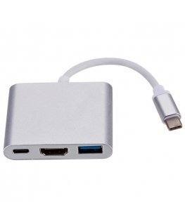 RoGer Multimedia Adapter Type-C to HDMI (4K @ 30Hz, 1080P @ 60Hz) + USB 3.0 Silver
