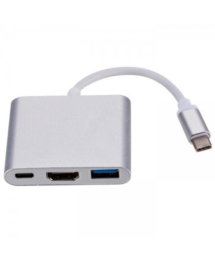 RoGer Multimedia Adapter Type-C to HDMI (4K @ 30Hz, 1080P @ 60Hz) + USB 3.0 Silver