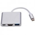 RoGer Multimedia Adapter Type-C to HDMI (4K @ 30Hz, 1080P @ 60Hz) + USB 3.0 Silver RoGer Multimedia Adapter Type-C to HDMI (4K @ 30Hz, 1080P @ 60Hz) + USB 3.0 Silver