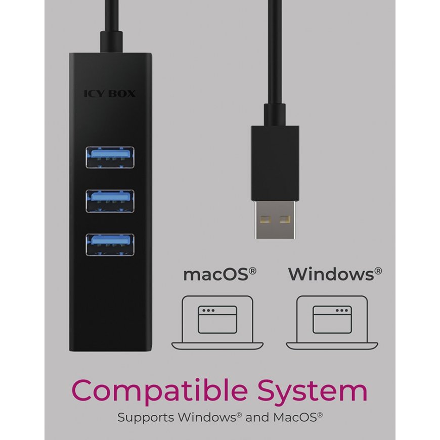 ICY BOX IB-HUB1419-LAN USB 3.2 Gen 1 (3.1 Gen 1) Type-A Black – 5
