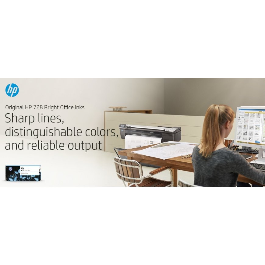 HP 728 130-ml Matte Black DesignJet Ink Cartridge – 3