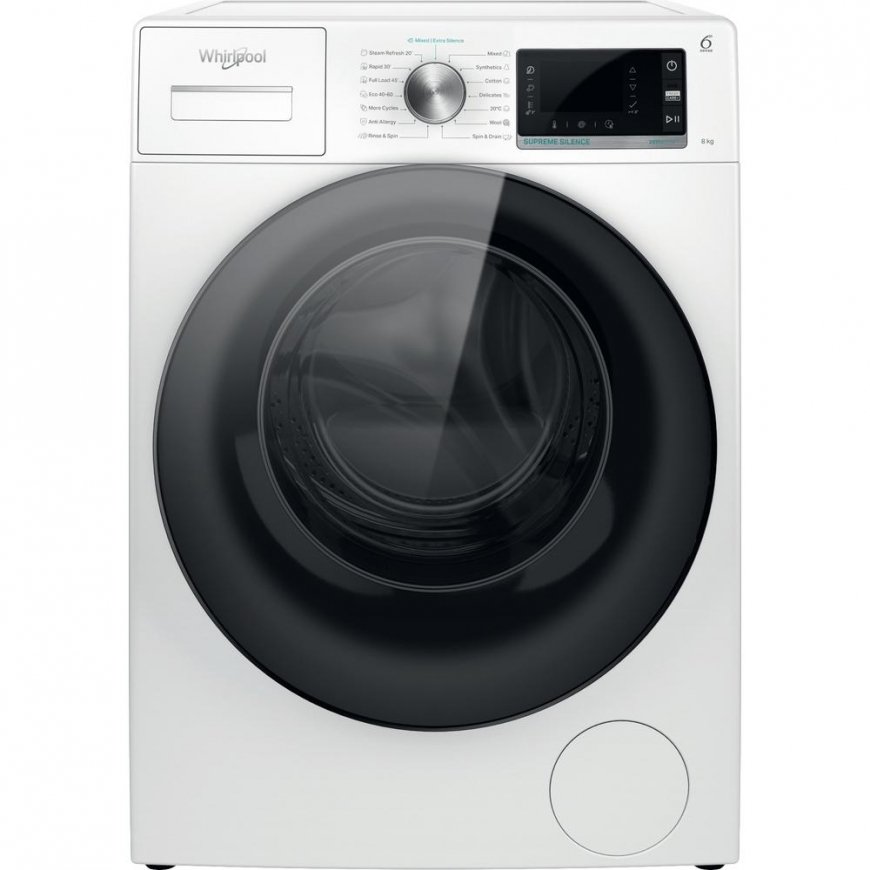 Whirlpool W6 XW845WB EE veļasmašīna Ielādēšana no priekšas 8 kg 1400 RPM Melns, Balts – 2